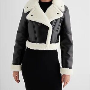 Express Black and Cream Leather Jacket
